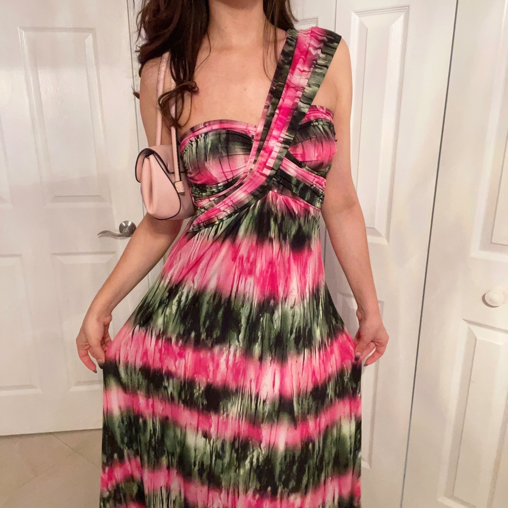 Elegant Pink and Green Women's Dress